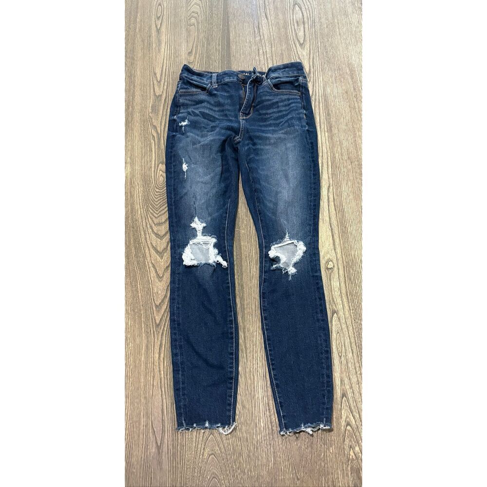 American Eagle Hi-Rise Jegging The Dream Jeans Distressed Denim Blue Size 4